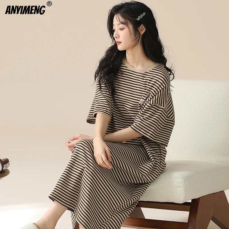 Princess Style Doll Collar Nightdress for Women Summer Cotton Tops Kawaii Sleepshirts for Girls Short Sleeve Lady Cute Lingerie