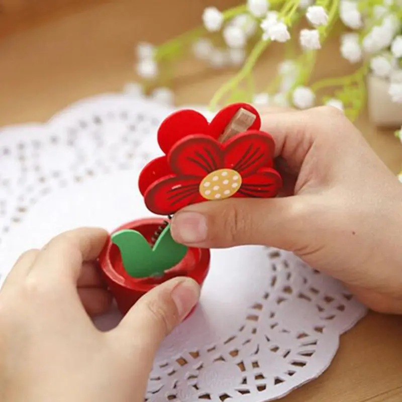 1PC Wooden Cartoon Card Stock Notes Folder Photo Clip Card Message Clip Office Supplies Study Desk Information Photo