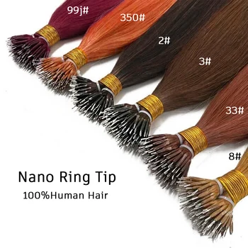 Straight Nano Ring Human Hair Extension 50/100/300 Strands Human Remy Hair Extensions Microlink Capsule Keratin Fusion Hair 1