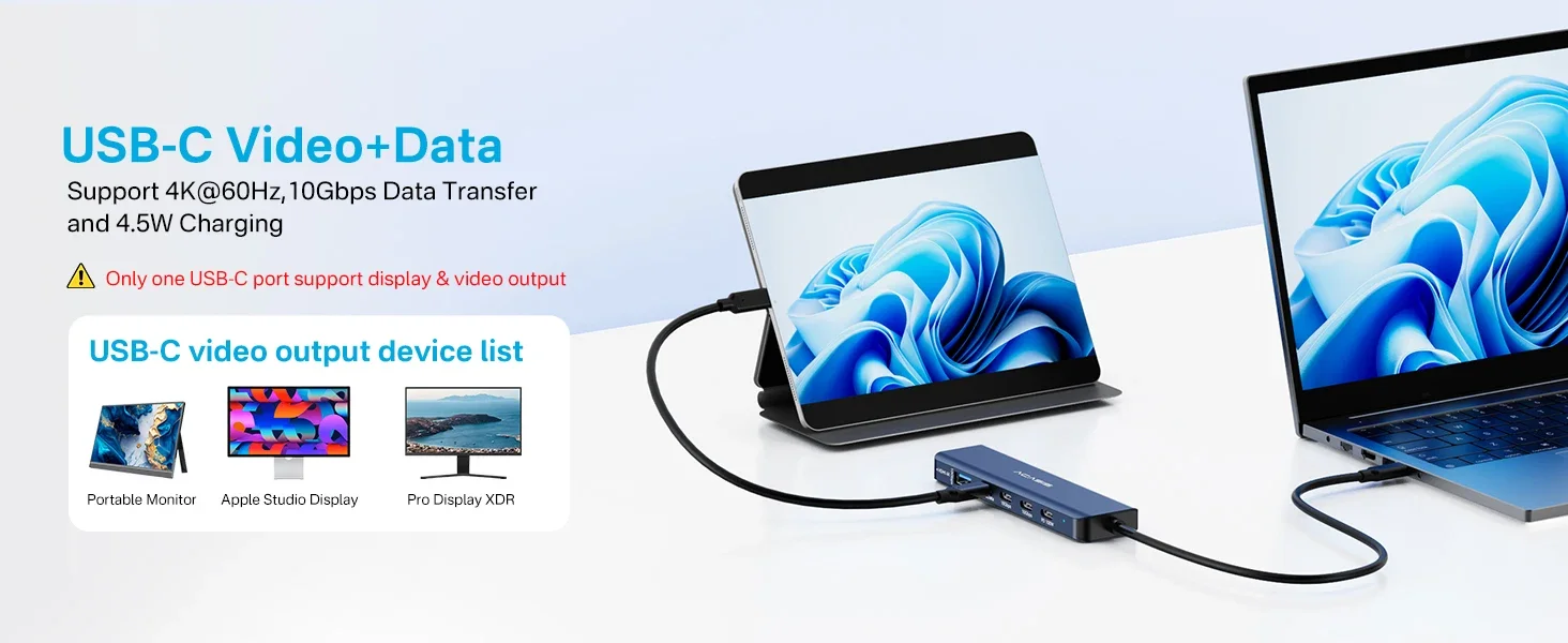 ACASIS USB C HUB 4K60Hz HDMI 6-in-1 PD 100W USB 3.1 10Gbps Multiport Adapter Splitter für Laptop MacBook Air Pro Samsung Dell HP – Detail 4