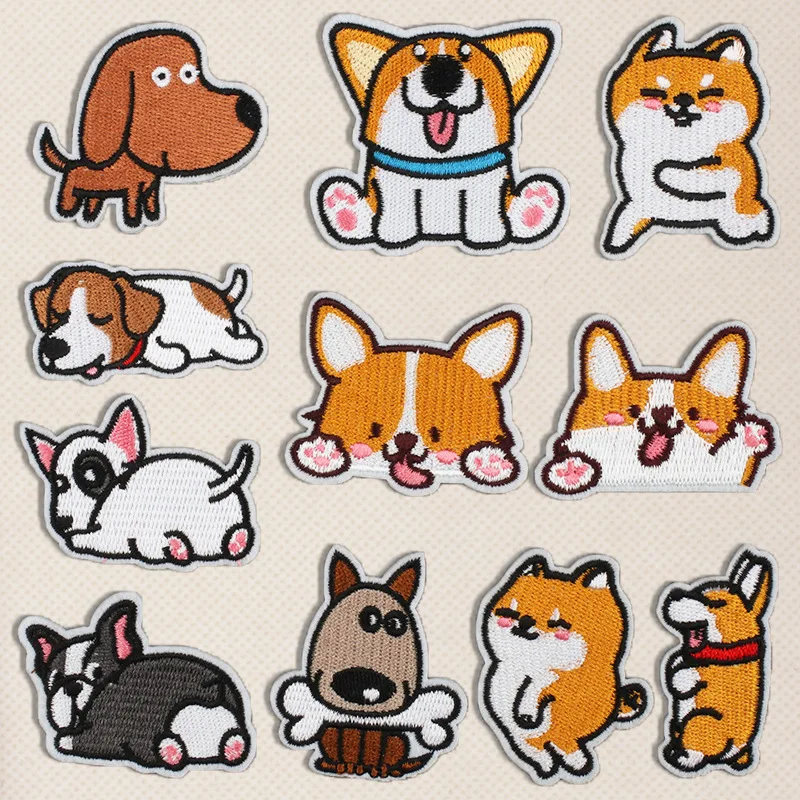 Cute Cartoon Dog Embroidery Patches Stickers Fashion Backpack For Clothing Decoration DIY Children's Hat Shoe Sewing Accessories