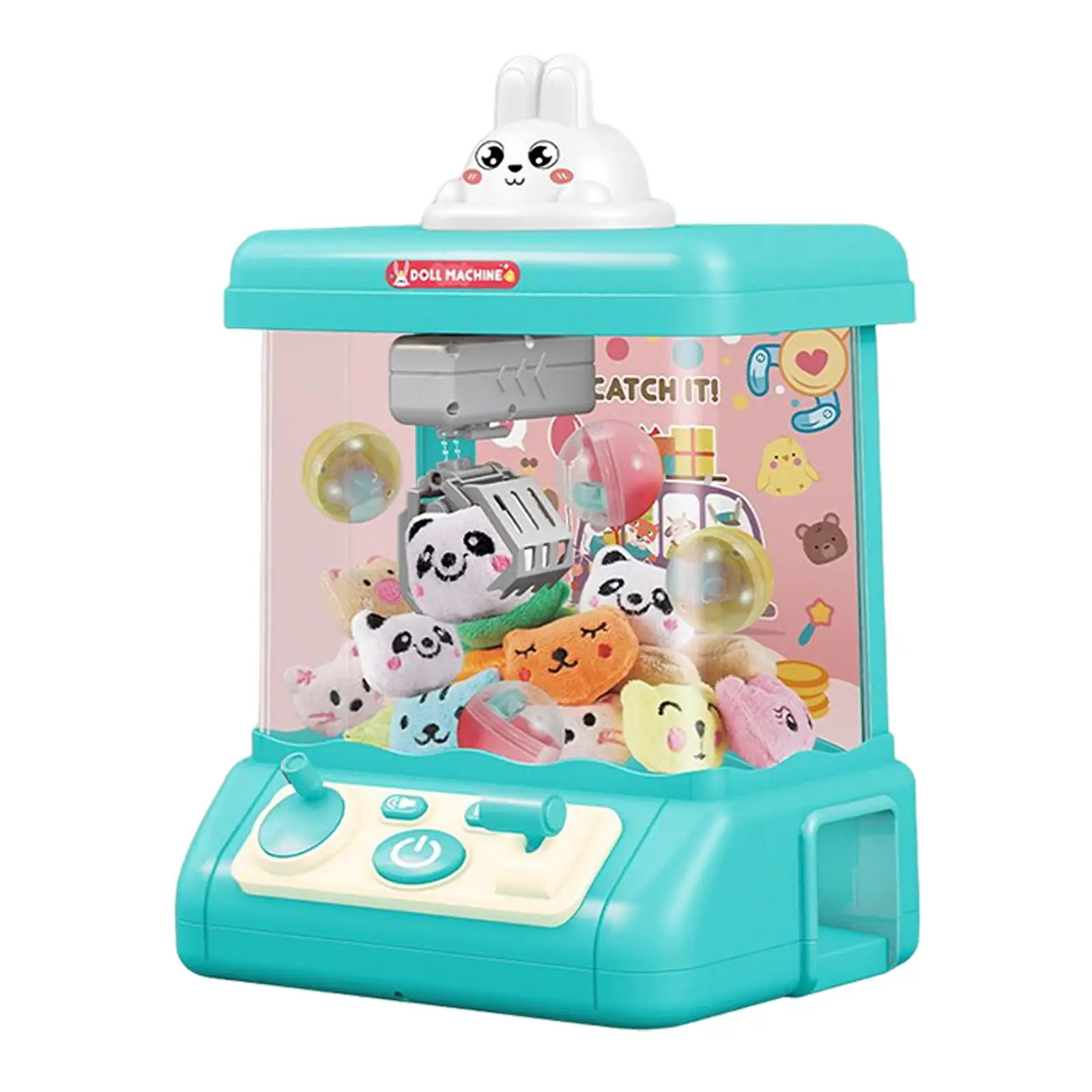 Small Claw Machine Toy Grabber Dispenser Arcade Game Miniature with Lights Sound DIY Catching Doll Machine for Birthday Gifts 3