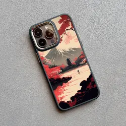 Japanese Aesthetic Mount Fuji Landscape Silicone Phone Case Cover - iPhone 11 (YJ - Black FSSQT 1)