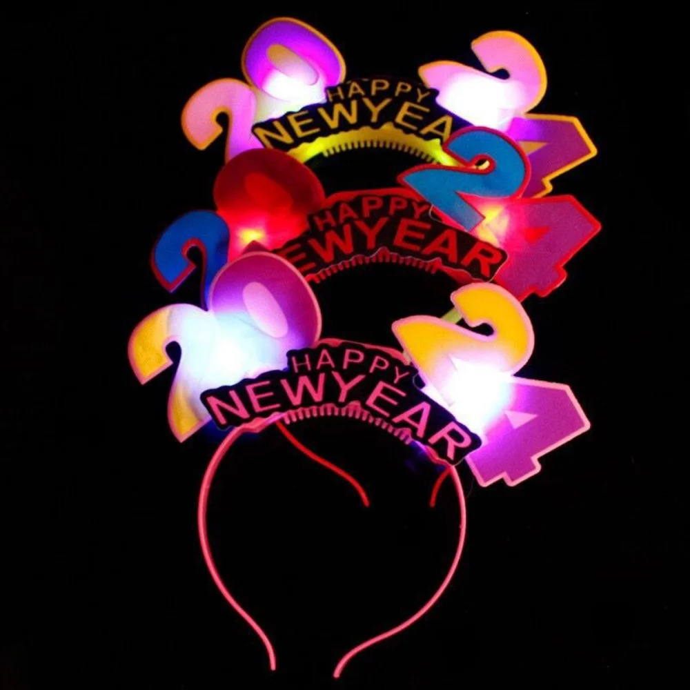 2024 с новым годом с надписью в виде короны с бантом фотообои на новый год Фотография реквизит мигающие волоконные повязки для волос