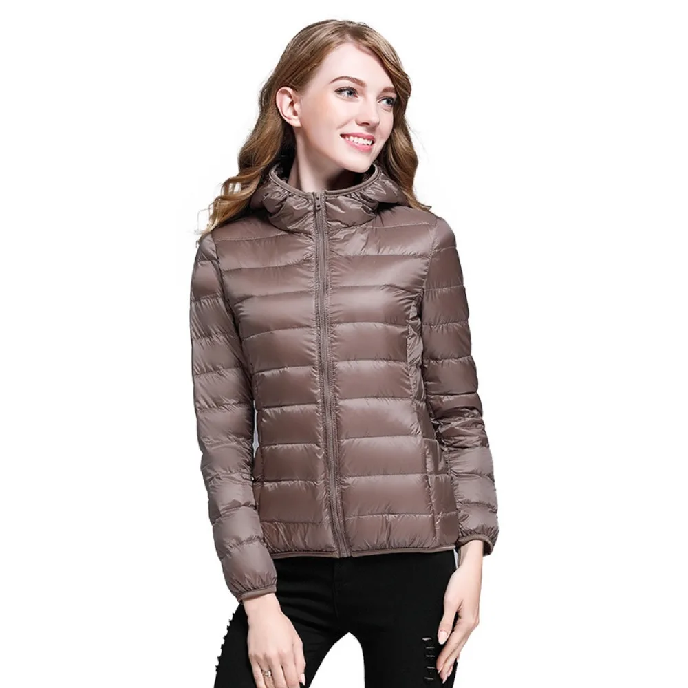 90% White Duck Down Coat For Women 2023 Autumn Winter Ultra-light Thin  Hooded Puffer Jackets Slim Warm Portable Coats Outwear
