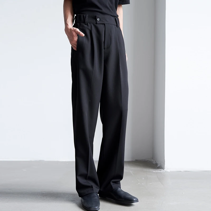 Men's Luxury Draped Baggy Suit Pants Casual Button-down Solid Color Straight Premium Elegant Dress Pants 2024 New 6