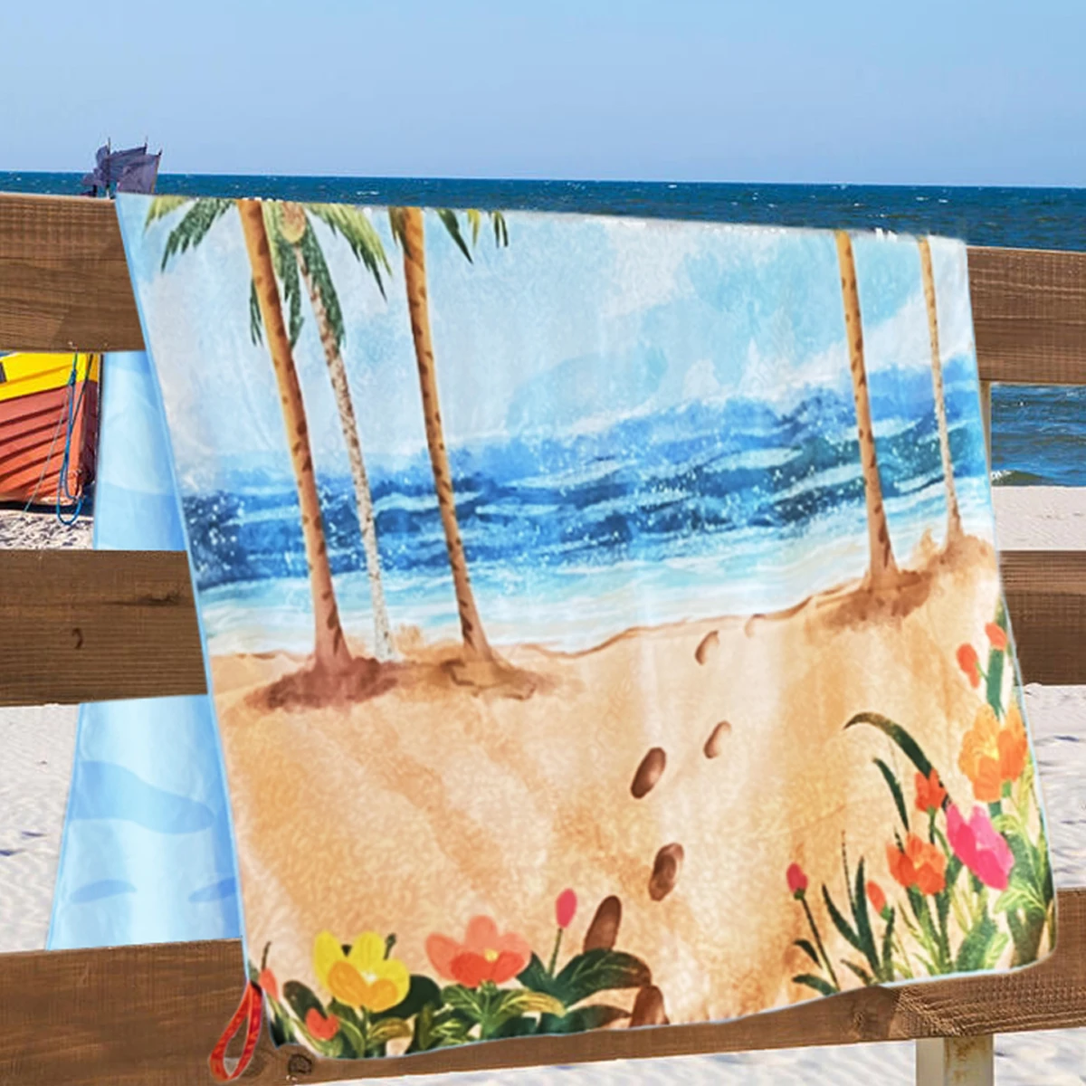 1 PC Large Size Beach Towel XXL Coconut Palm Printed Quick Drying Microfiber Portable Towels For Summer Days Sport Towel