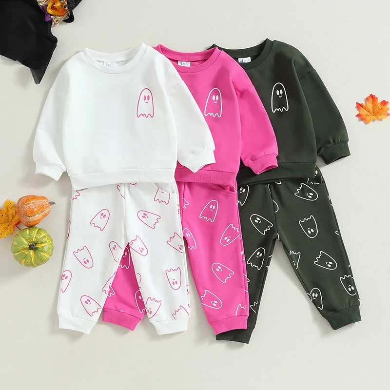 

Autumn Halloween Toddler Baby Girl Boy Clothes Outfits Ghost Long Sleeve Sweatshirts and Pant Sets Baby Clothing