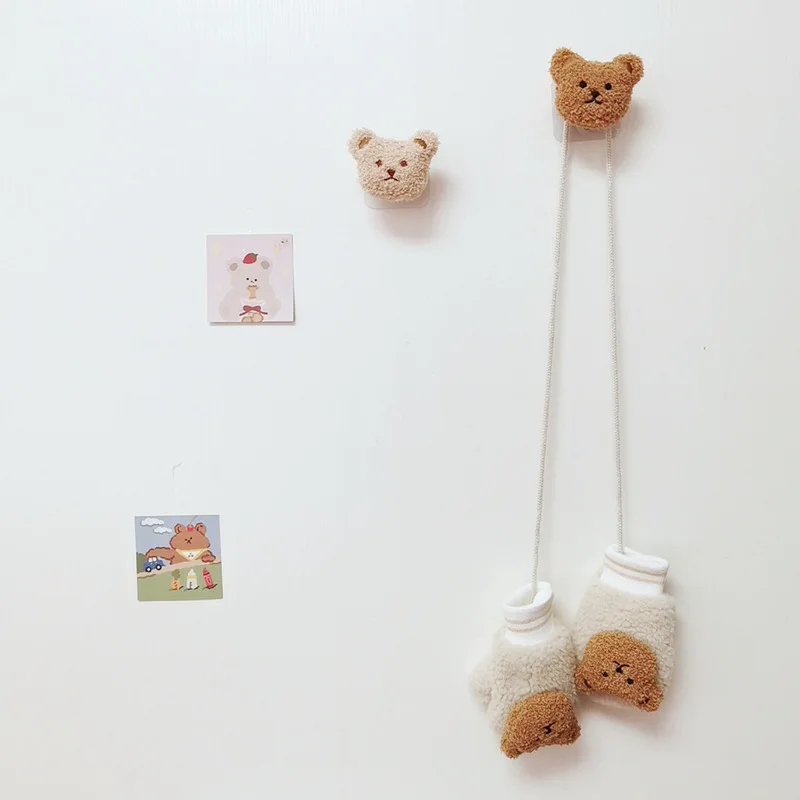 5Pcs ins embroidery bear wooden wall decoration hook children's room dress up wall hanging clothes cupboard door sticky hook 4 5Pcs ins embroidery bear wooden wall decoration hook children's room dress up wall hanging clothes cupboard door sticky hook 4