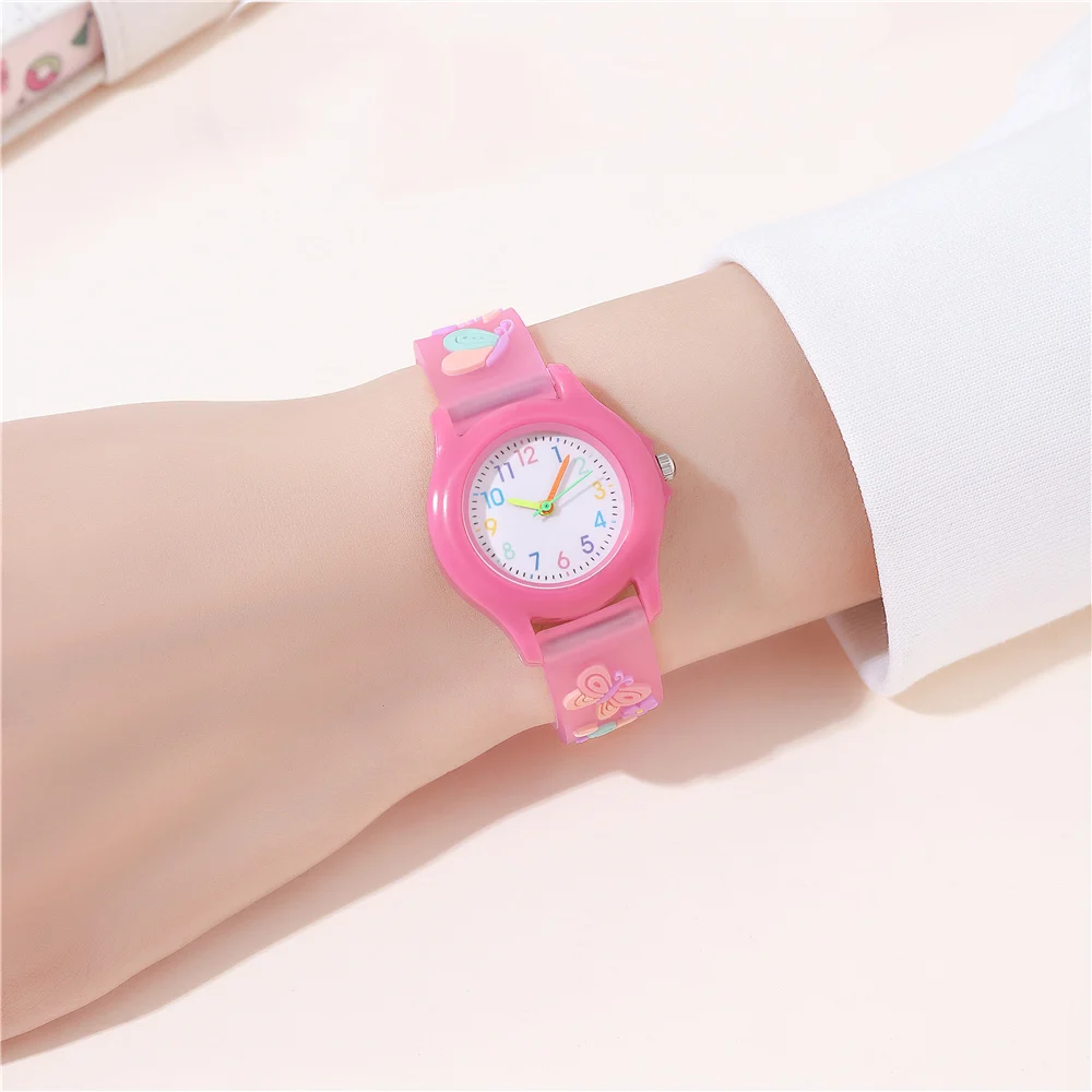 New Fashion Butterfly 3D Pattern Children's Watch Student Regular Daily Study Watch Girls Gift 6