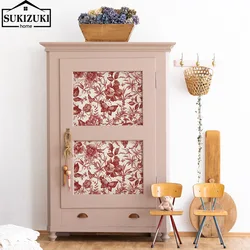 DIY Sticker Country Flower Wallpaper Retro Rose Contact Paper Self-Adhesive Removable Cabinet Furniture Film  3d Floor Murals