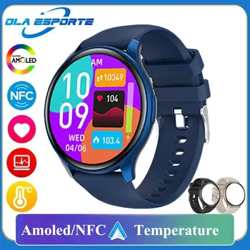 NFC AMOLED 스마트 워치 남녀공용 온도계, BT 무선 통화 음성 도우미, GPS 스포츠 피트니스 스마트 워치, 안드로이드 IOS용, 신제품