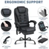Executive Office Chair Massage High Back Leather Office Chair with Footrest Reclining Computer Desk Chair Lumbar Back Support 3