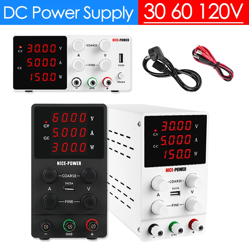 

Adjustable DC Power Supply LED Digital Laboratory Voltage Regulator Stabilizer Switch Bench Power Source 30V 60V 120V 3A 5A 10A