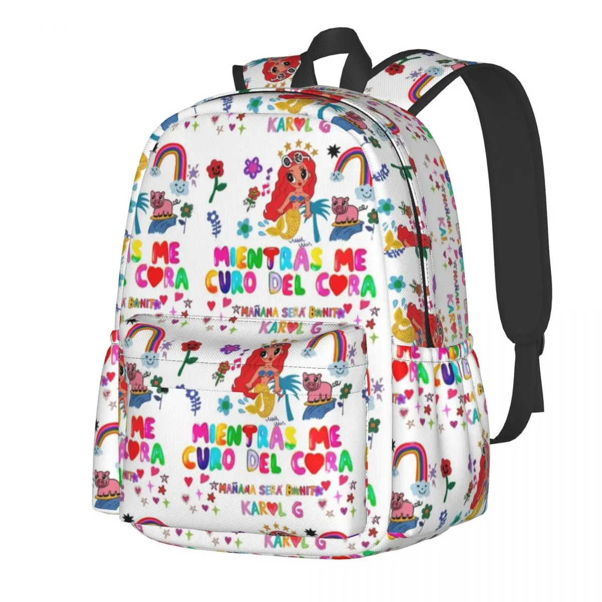 Karol G Heart Backpack Cartoon Colorful Trekking Backpacks Student Unisex Designer Breathable High School Bags Fashion Rucksack