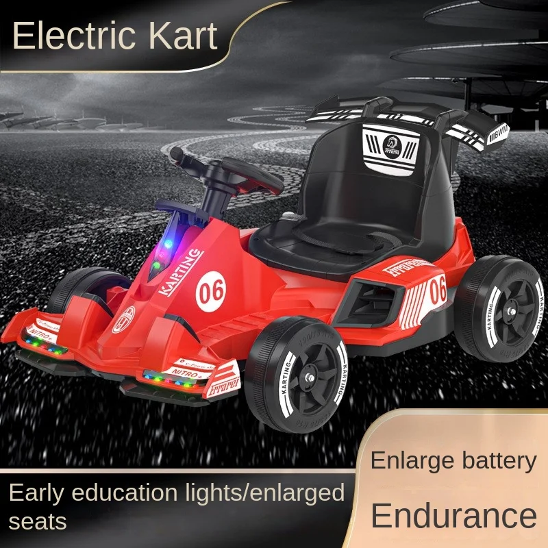 Children's Electric Drift Car, Rechargeable Stroller with Remote Control, Electric Vehicle, Go-Kart, Four-Wheel Drift, Male and