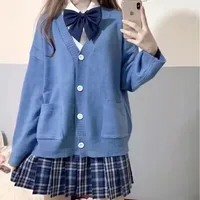 Mikasa cosplay pink cardigan sweater, Japanese cardigan V-neck knit sweater jacket is perfect for JK uniform matching - Image 3