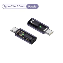 Premium USB Type C to 3.5mm Headphone Audio Adapter with Voice Call and U Disk Support (Light Purple)