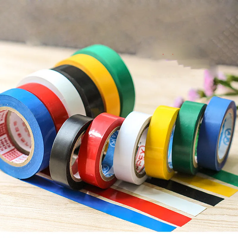 Ruban électrique de couleur en PVC, résistant à l'usure, ignifuge, sans plomb, isolant, étanche, pour électricien, blanc, noir, rouge, bleu, vert