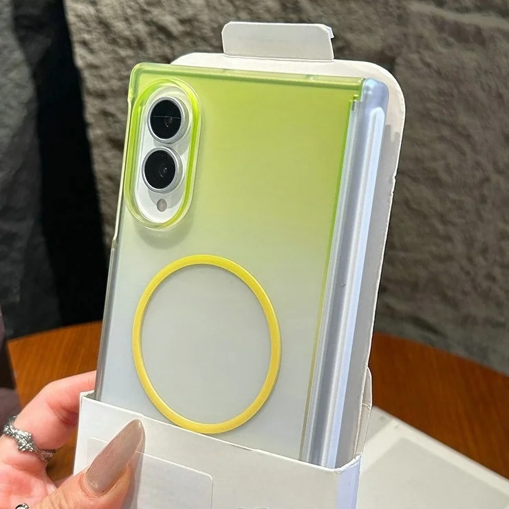 Gradient Color Matte Translucent Hinge Protection Case for Wide Foldable Smartphones
