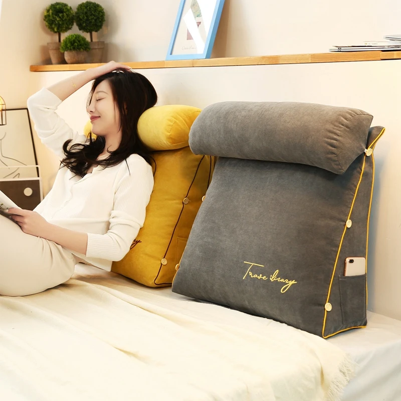 Wedge Shaped Reading Pillow Bed Triangular Sofa Waist Cushion Neck Pillows  Bedside Backrest Cushion Lazy Office Room Pillow - Pillow - AliExpress