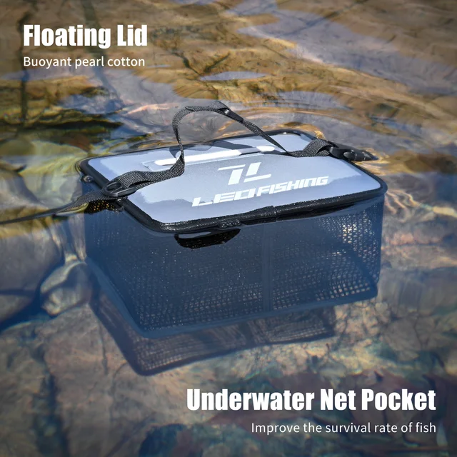 Living-Fish Bucket Floating Bucket Thickened Reinforced Bucket Multi functional BOX Foldable Rocking Fishing Net Fly Fishing Net 5