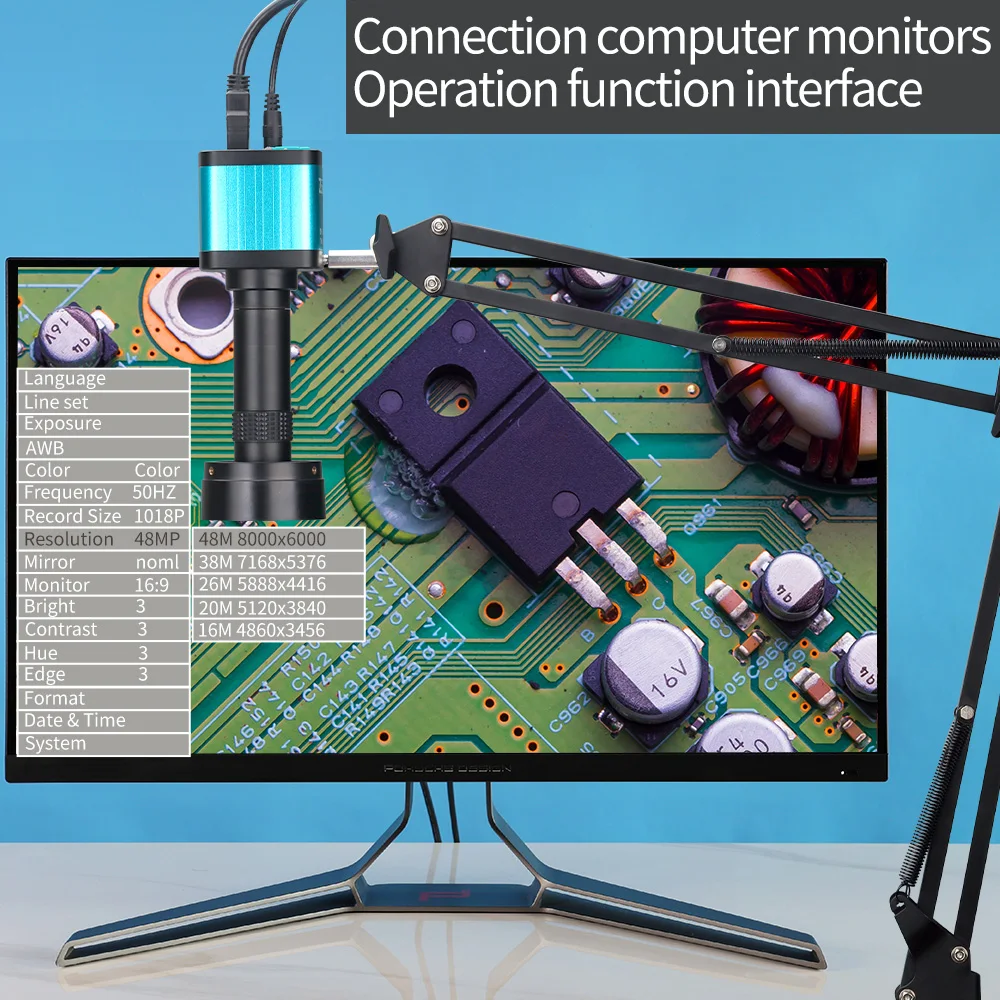 전자 현미경 비디오 촬영, 산업용 HDMI 8-150X 고배율 수리, 휴대폰 디지털, 2.0MP, 1080p