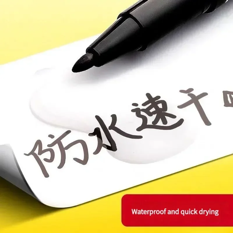 10Pcs/set Double Tip Art Marker Pen | Black & Blue Permanent Paint Ink | for Plastic/Wood/Stone/Metal/Glass