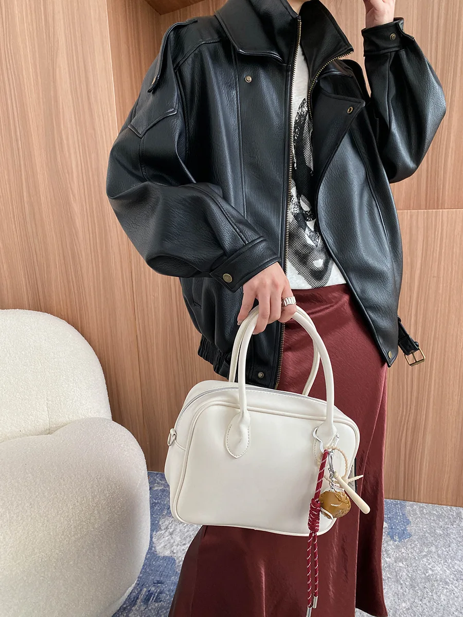 Frühling und Herbst Damen Casual Einfarbig Kragen Langarm Lose Jacke – Detail 10