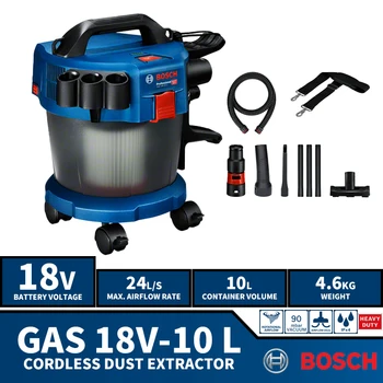 BOSCH-가스 18V-10 L 전문 무선 먼지 추출기, 18V 리튬 전동 공구 집진기