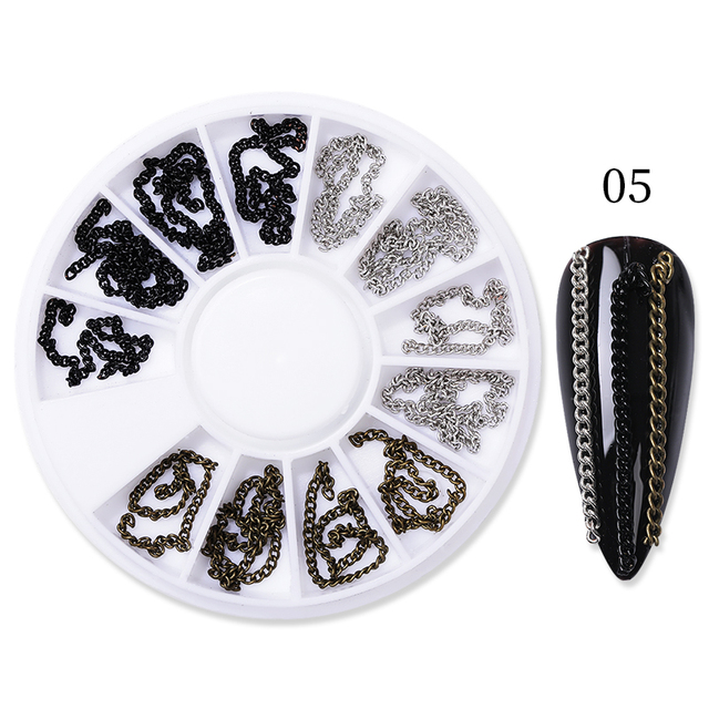 Gold Geometry Rivet Alloy Nail Studs Chameleon Stone Nail Rhinestone Small Irregular Beads 3D Nail Art Decoration In Wheel