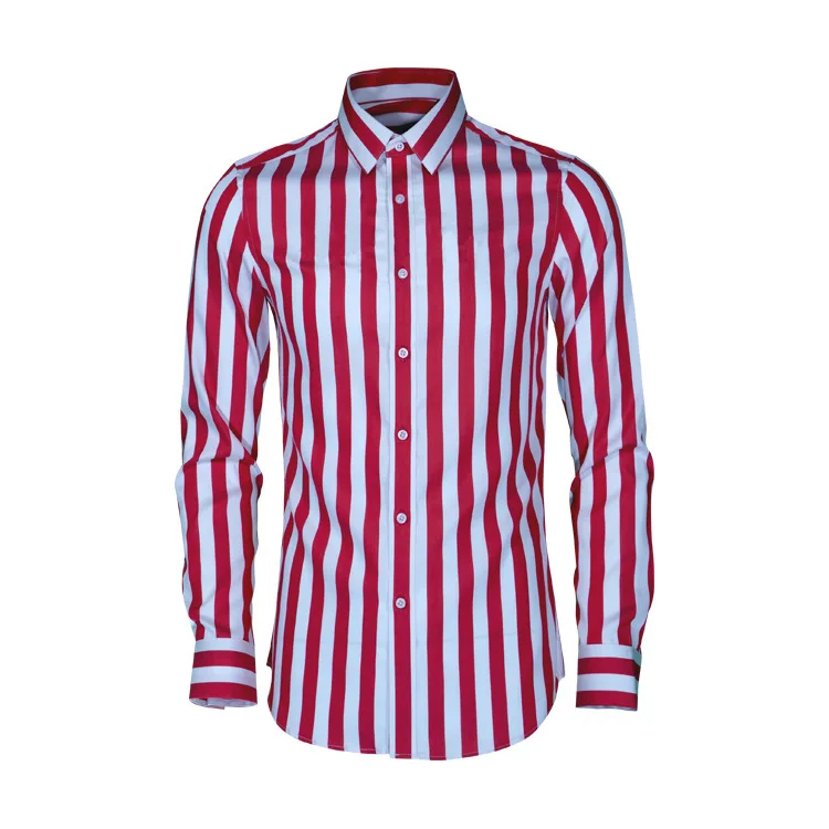 

Wide striped patchwork fashionable men's slim fit trendy shirt, one piece directly supplied by the OEM factory