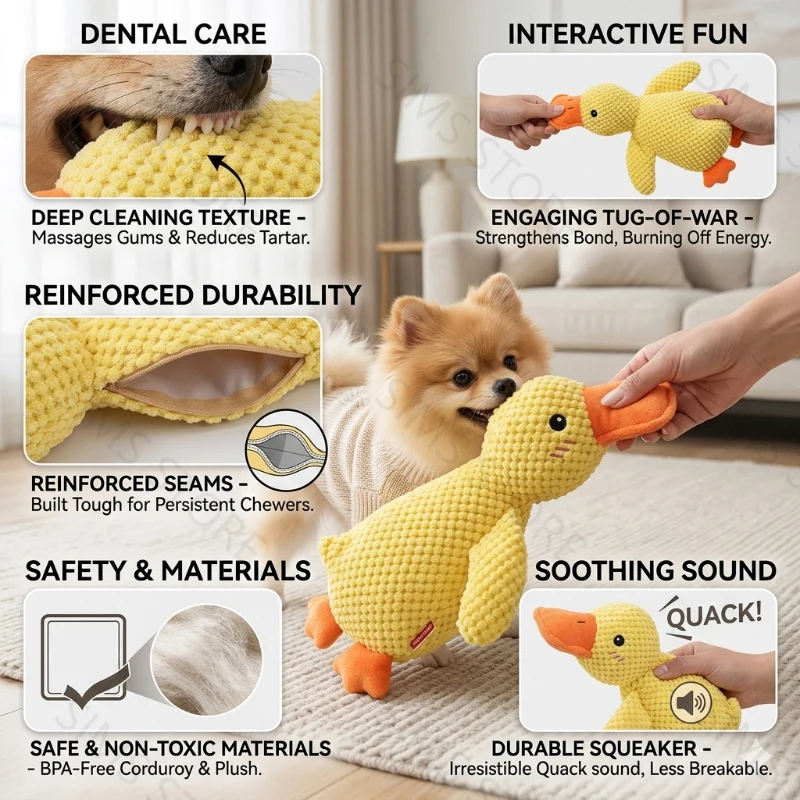 Duck Plush Dog Toy 1