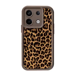 Leopard Print Soft Shockproof Case with Hang Strap Lanyard Wrist Chain - Redmi Note 12ProPlus (J68 - Coffee)