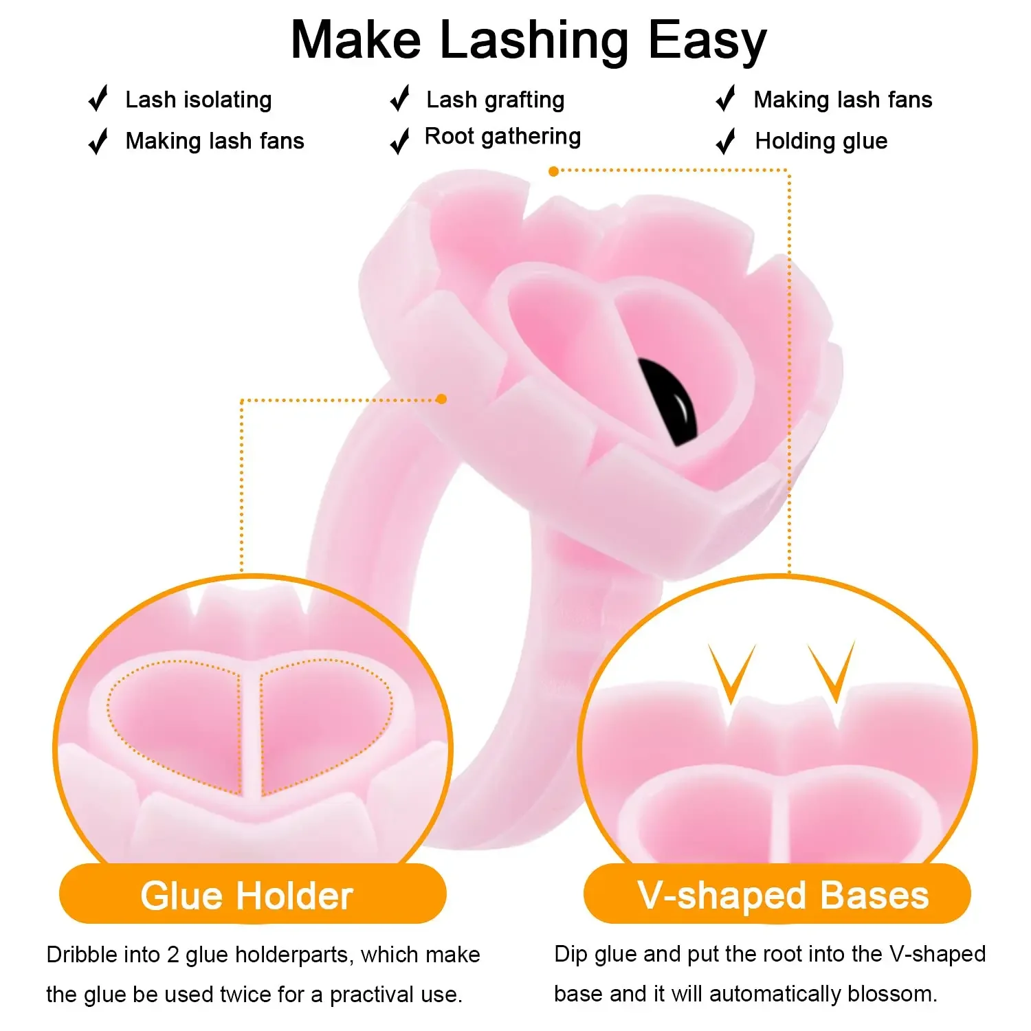 100Pcs Volume Glue Ring Cup for Lashes Fan Tattoo Pigment Holder Container Glue Holder Blossom Cups Eyelash Extension Supplier