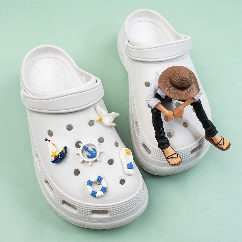 1pcs Sale One Piece Anime Character Q Version Cute Cartoon Shoe Buckle Croc  Charms Accessories Decoration Kids X-mas Party Gifts