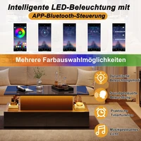 Table basse moderne à LED avec finition brillante et 4 tiroirs de rangement, table centrale pour salon, table d'appoint robuste, capacité de charge de 30 kg 6