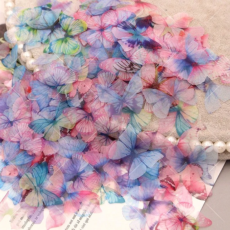

100PCs Colorful Blue Pink Organza Ethereal Butterfly For DIY Craft Bracelet Earring Jewelry Making Clothing Accessory Decor