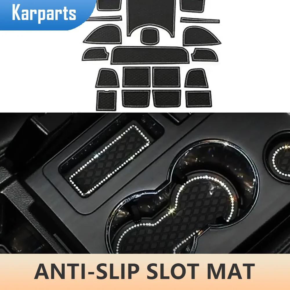 

19Pcs/set Anti-Slip Gate Slot Mat Rubber Coaster Fit for Honda Vezel HRV HR-V 2015 - 2019 with Diamond Door Groove Mat Protector