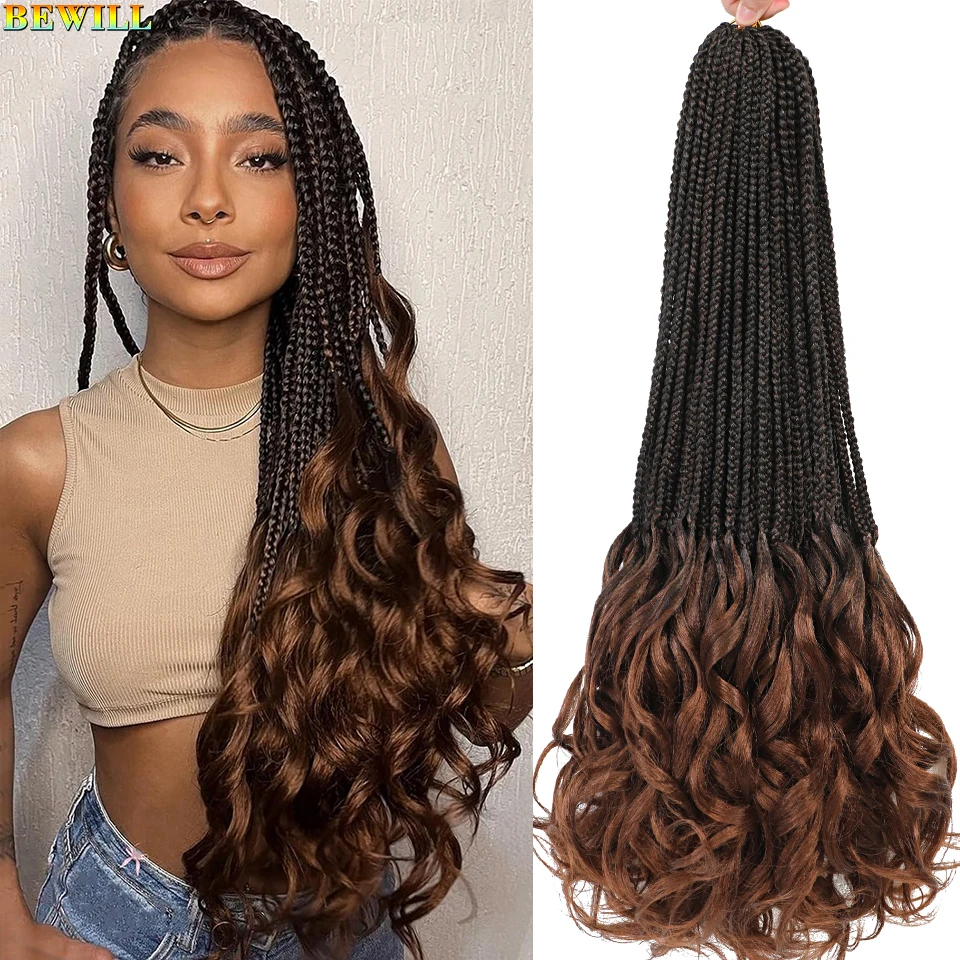 French Curls Crochet Hair Braids 18 24 Inch Synthetic Goddess Crochet Box Braids With Curly Pre Looped French Curl Braiding Hair
