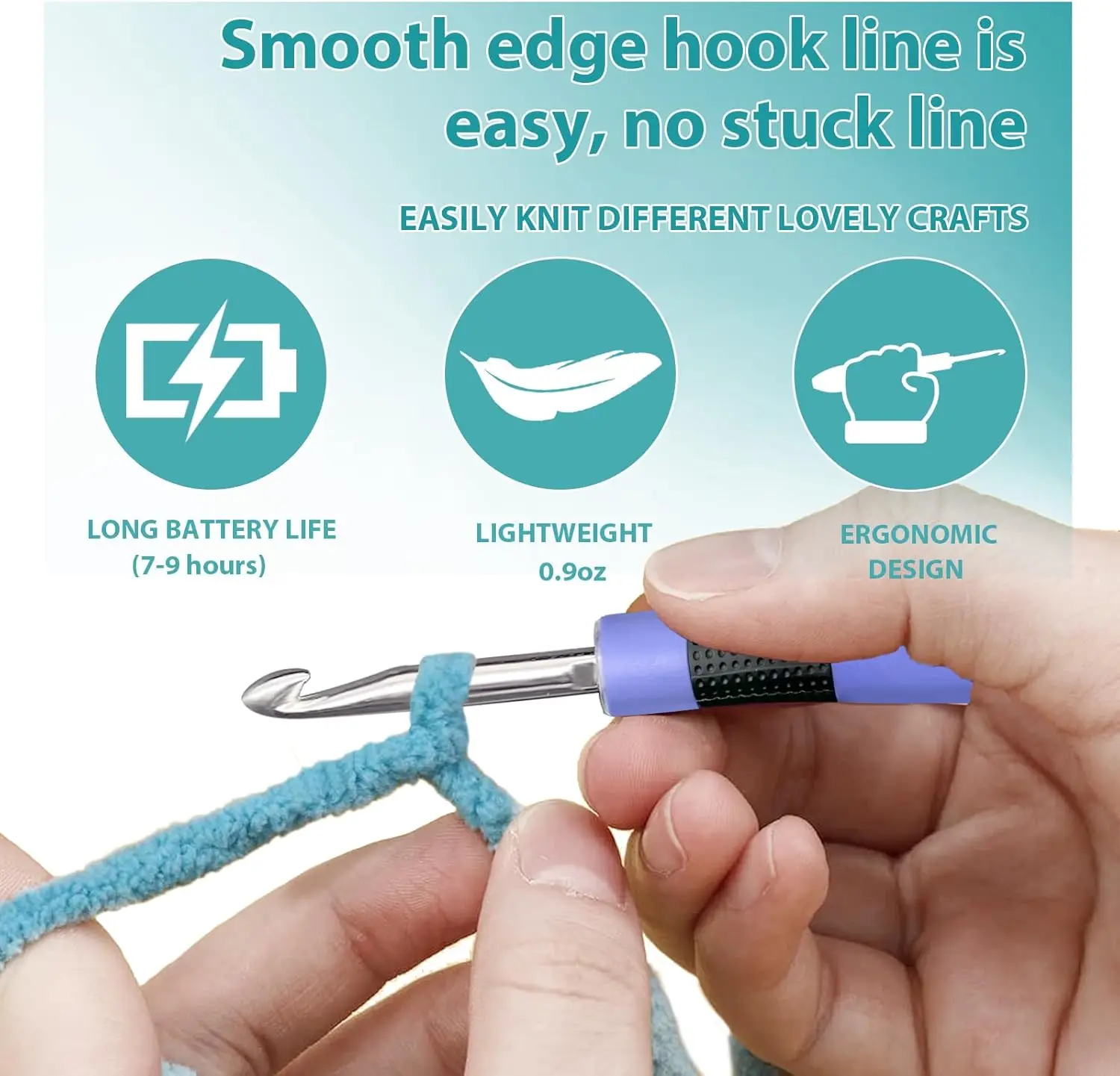 22PCS Lighted Crochet Hook Set with Counter Ergonomic Knitting Needles Interchangeable Metal and Heads DIY Tool for Crocheters