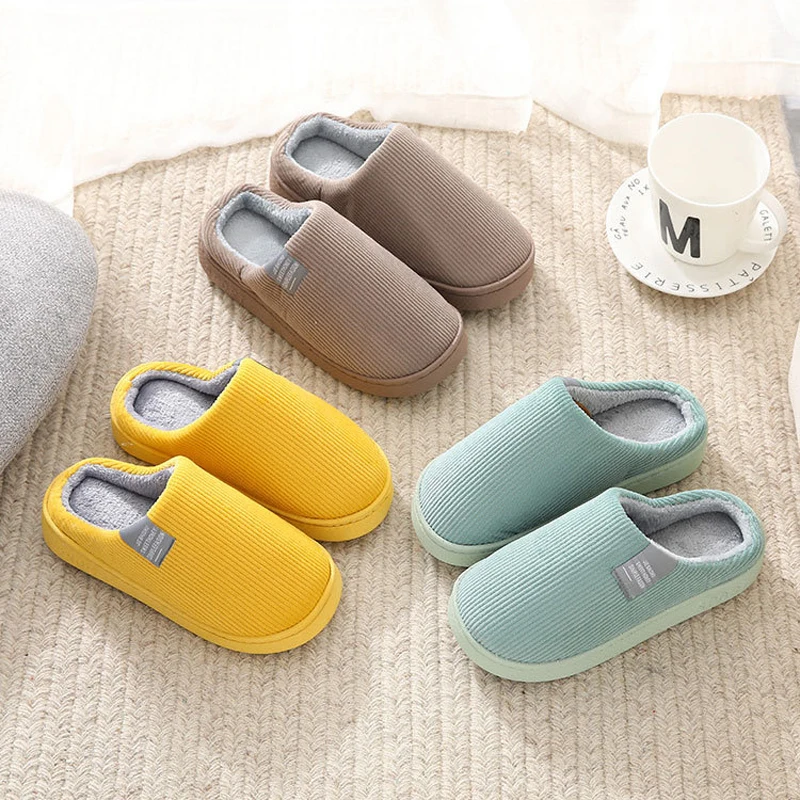 Womens Home Slipper Female Winter Warm Plush Cotton Anti Skid Indoor Fuzzy Non Slip Room House Floor Shoes Male Men 2024 New