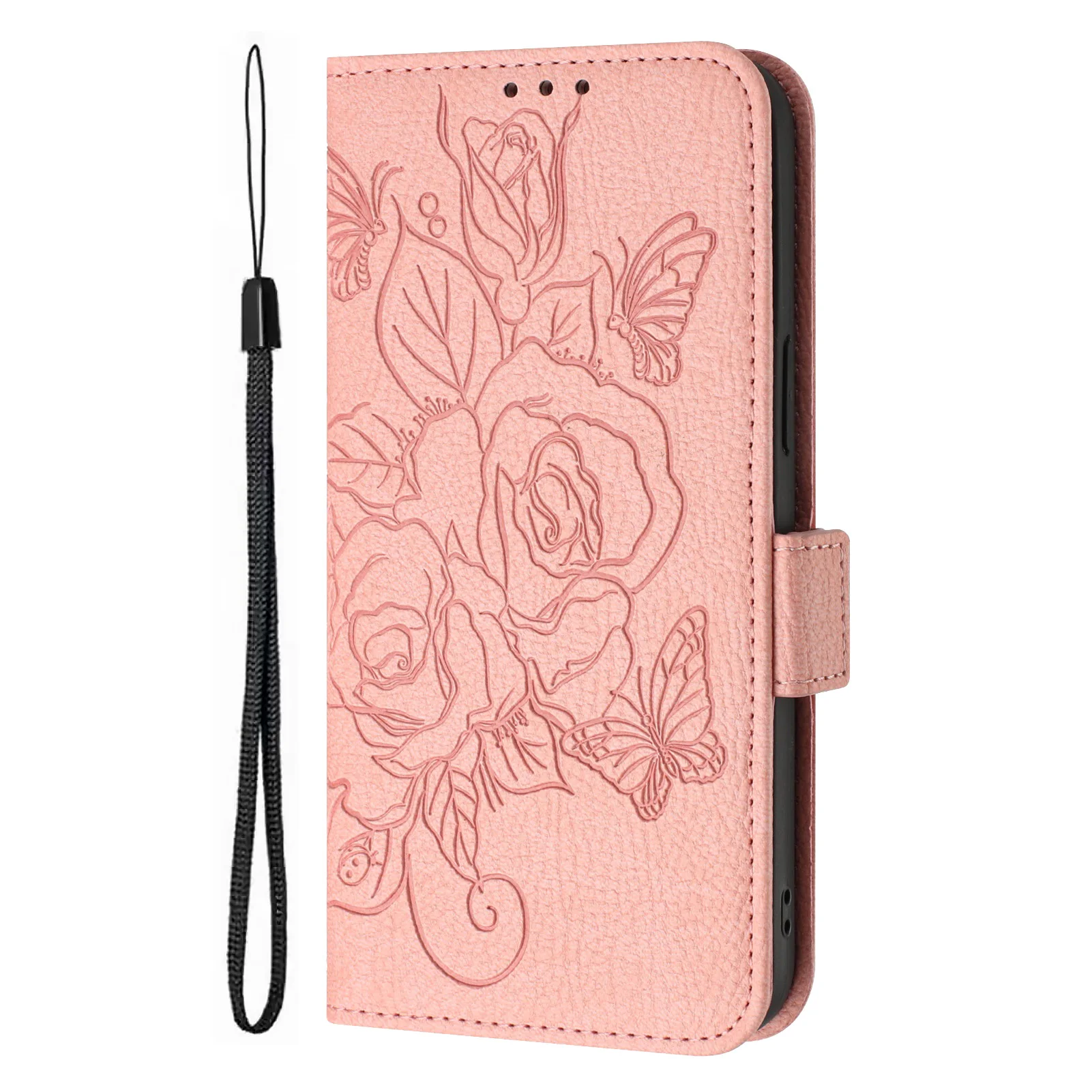 Elegant Leather 3D Flower Wallet Case with Card Holder Flip Cover