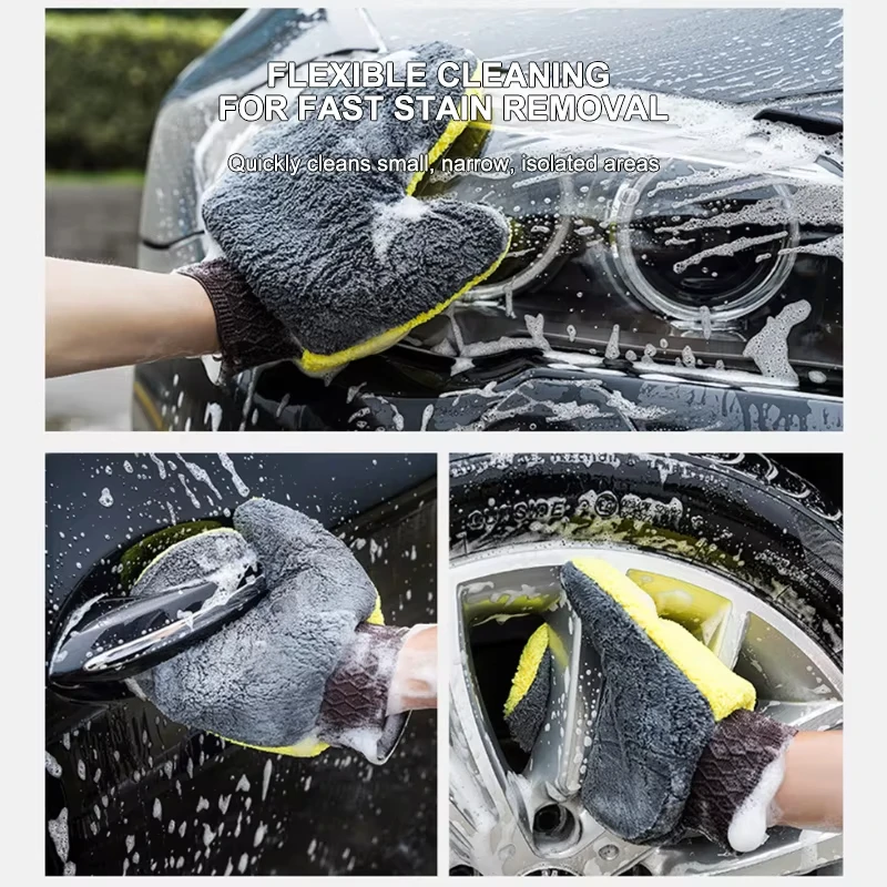 Car Wash Glove Double-Faced Coral Fleece Auto Cleaning Mitt Gloves Car Window Door Glass Paint Cleaner Care Products