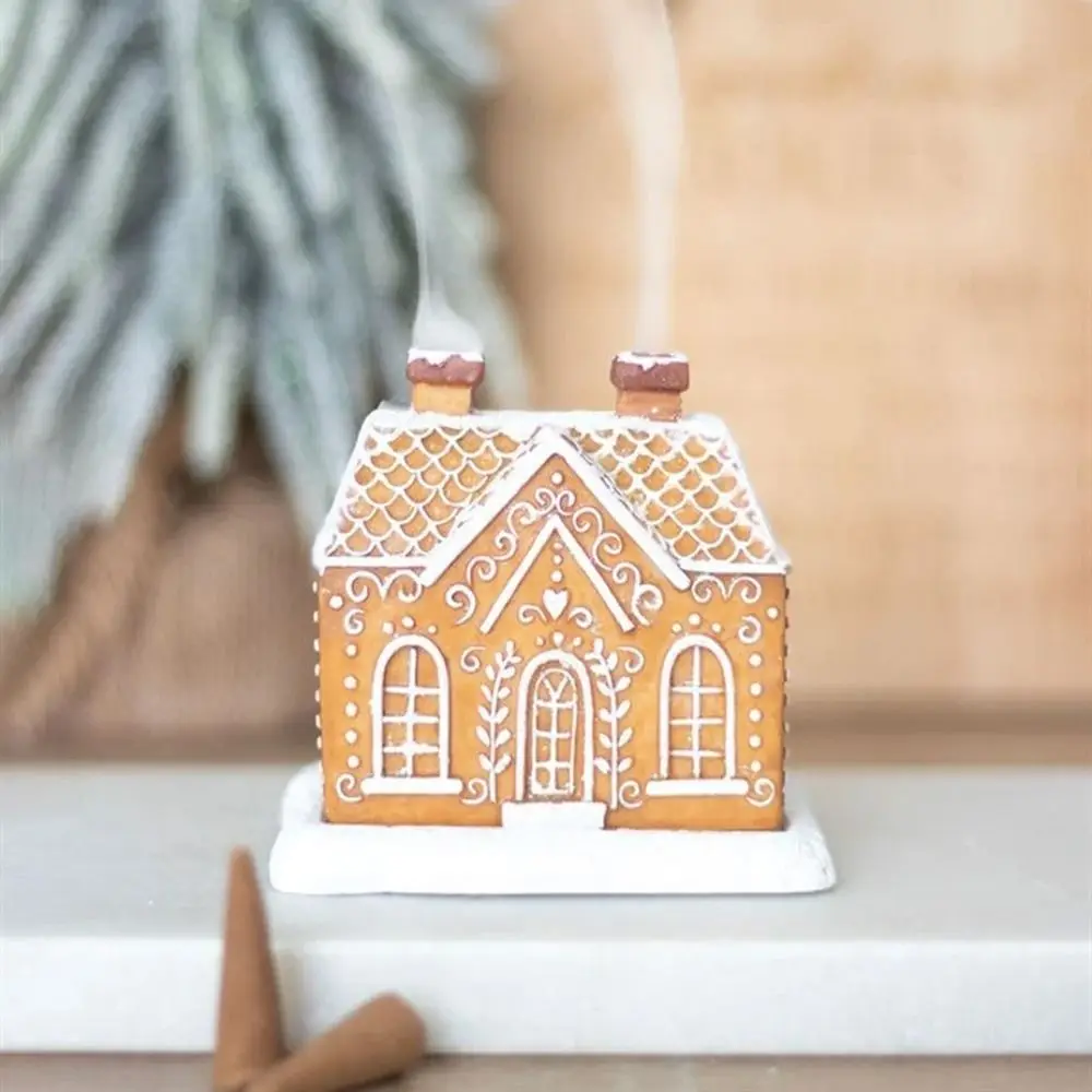 

Gingerbread House Incense Burner Incense Cone Burner Christmas Cabin Incense Burner Creative Festival Home Chimney Decorations