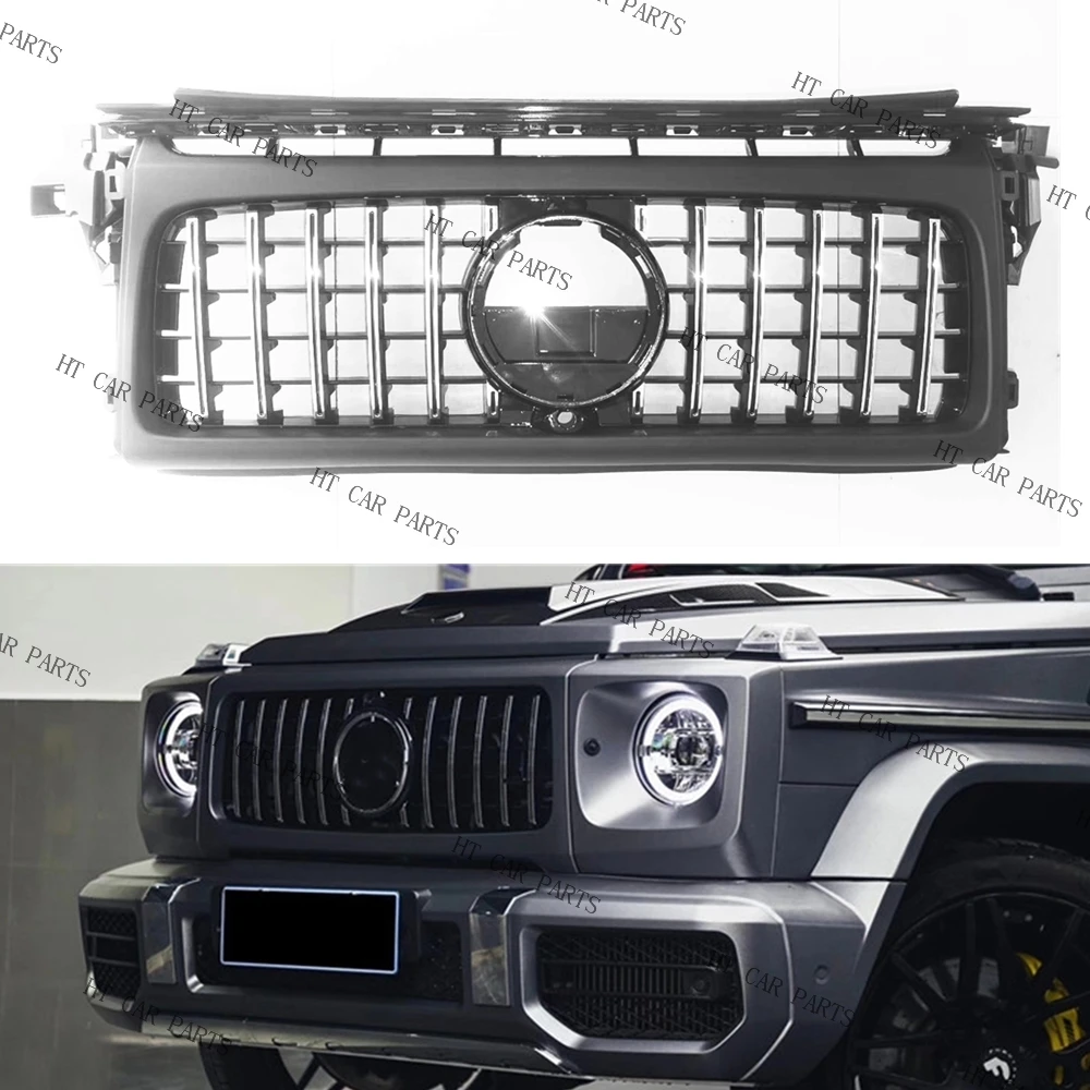 

For Benz G63 G500 G550 AMG Facelift W464 2019-2023 1X Silver GT Style Front Bumper Grille