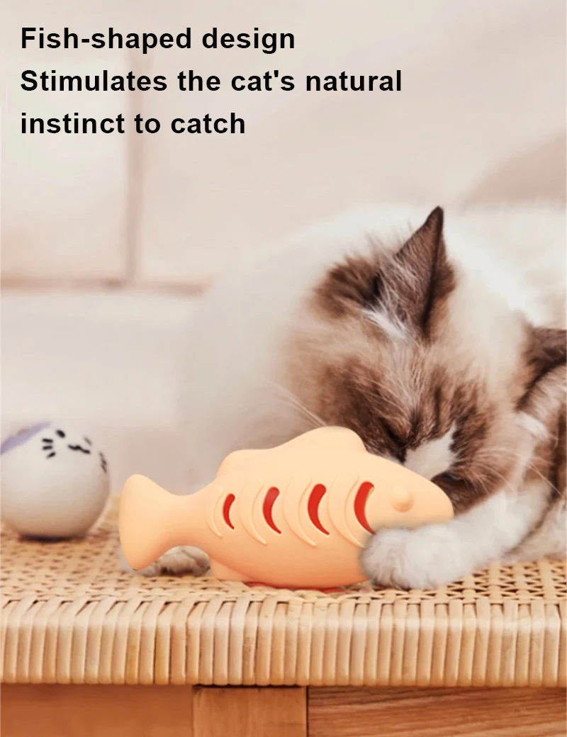 Cat Toy Interactive Silicone Fish Pet Toys For Kitten Teeth Cleaning - PeticaDeals