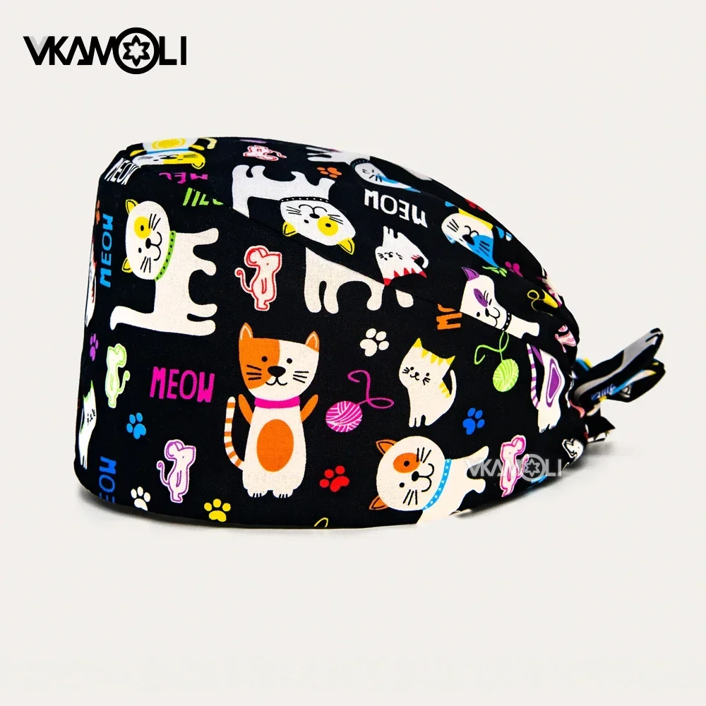 Cute cat pattern series printed surgical caps scrub cap Pet Clinic Hospital Veterinary Care Medical COTTON scrub hat