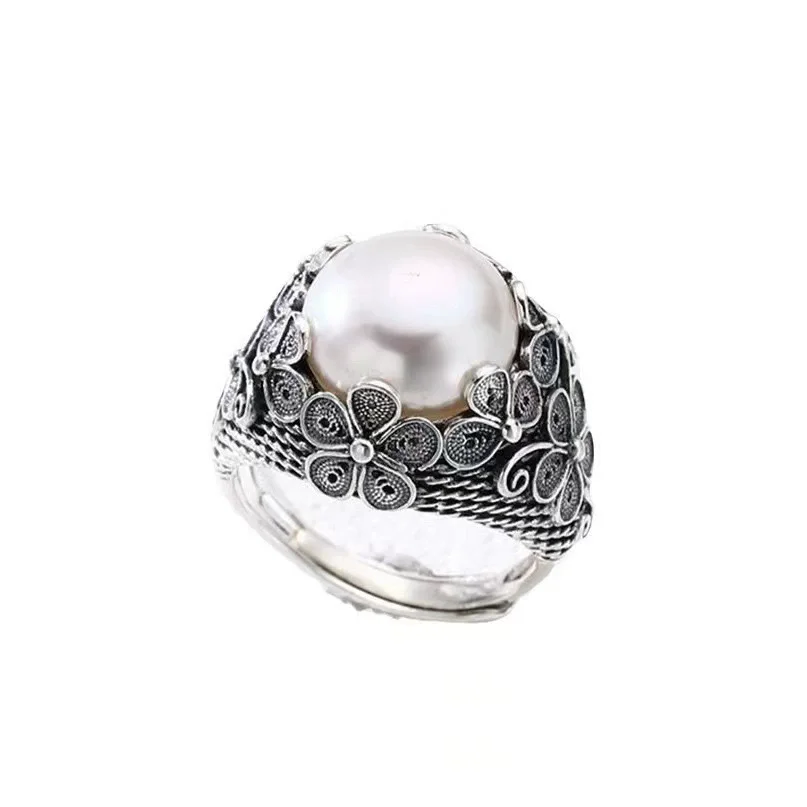 XIYANIKE Vintage Pearl Flower Adjustable Rings For Women Fashion New Jewelry Accessories Gift Party Wholesale anillos 5