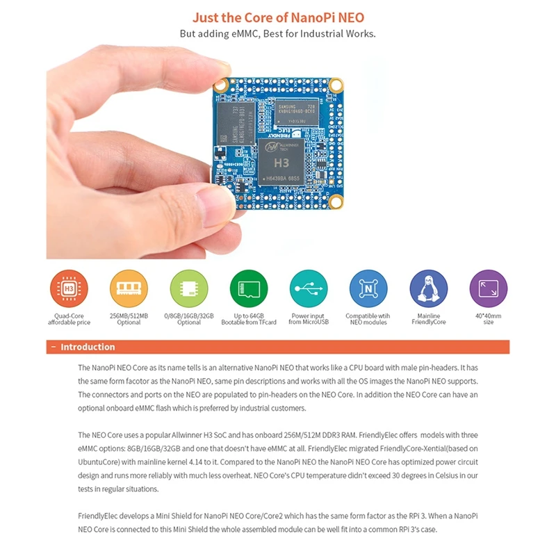 Nanopi NEO Core 512M + 8G Allwinner H3 ʼ ھ   ھ Cortex-A7 Iot  濭 